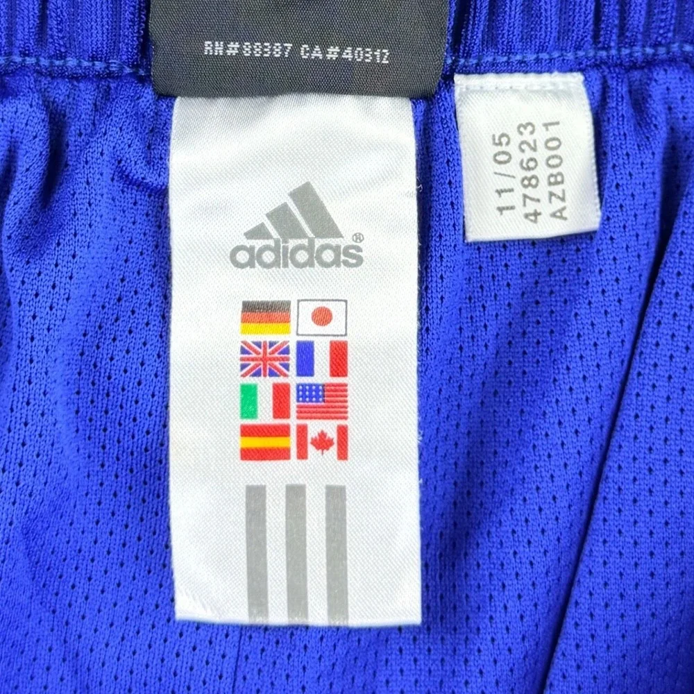 Adidas‎ Basketball Dazzle Sparkle Shorts Men XL Long Blue Yellow Striped VTG 10